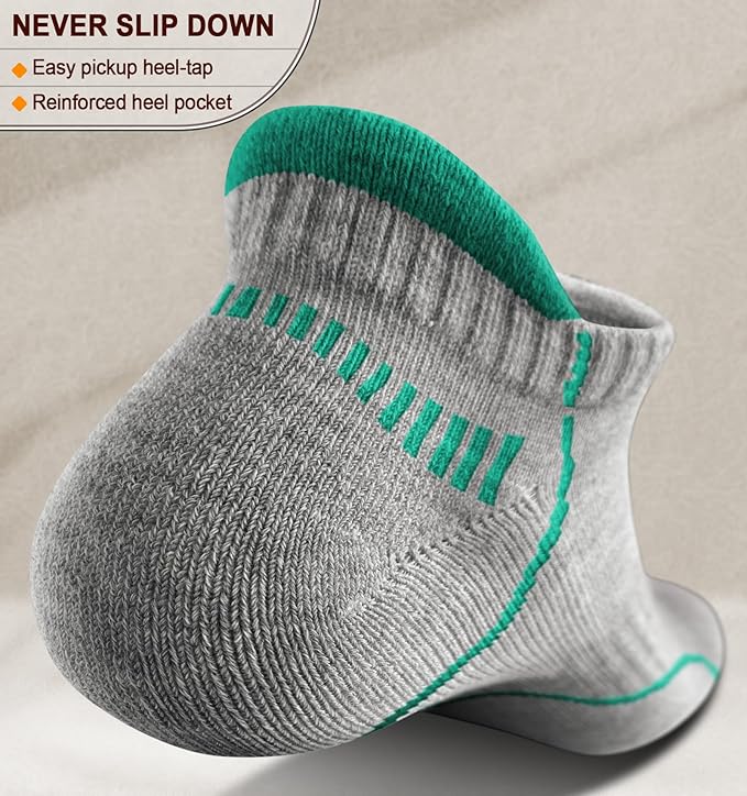 BULLIANT Men Running Socks 6Pairs-Ankle Athletic Socks Wicking Cushioned for Men Walking-Arch Compression Support