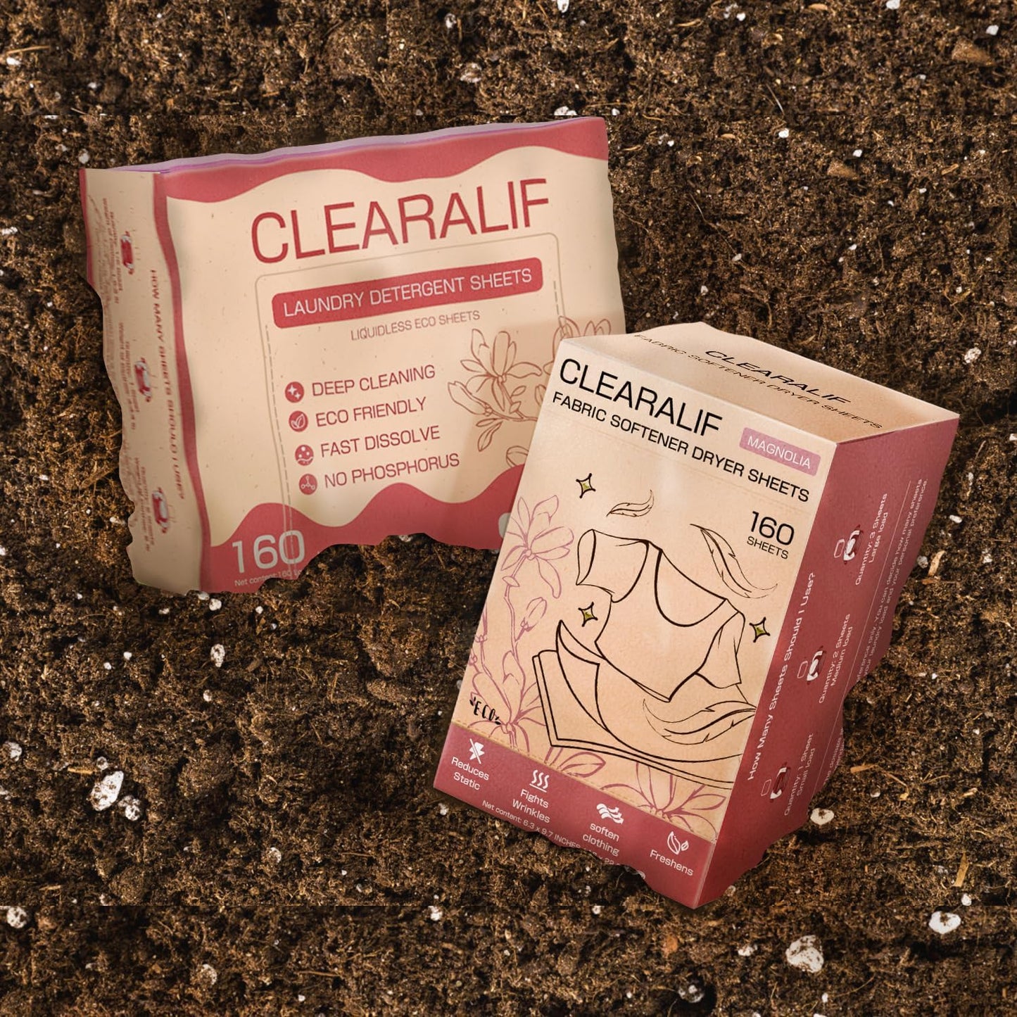 CLEARALIF All in One Laundry Detergent Sheets Kit, Magnolia Scent, 160 Loads Laundry Sheets + 160 Drying Sheets, Laundry Set Great for Travel, Softener Sheets Eco Package Friendly & Hypoallergenic