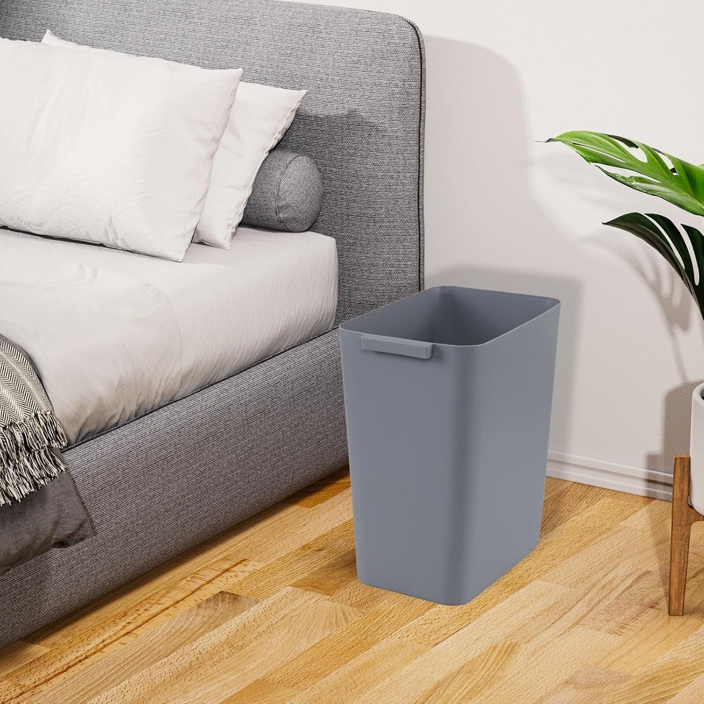 3-Pack 4.5 Gallon Plastic Rectangular Wastebasket, Slim Bathroom Trash Can, Gray