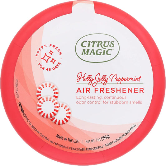 Citrus Magic Holiday Odor Absorbing Solid Air Freshener, Holly Jolly Peppermint, 7-Ounce