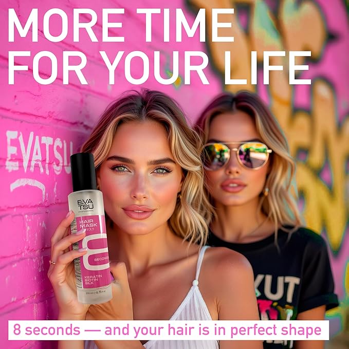 8-Second Hydrating Hair Mask Spray - Rinse-Out Deep Keratin Treatment for Dry, Damaged, Frizzy, & Color-Treated Hair – Anti-Frizz Detangler for Silky, Glossy, Smooth Results, 6.75 oz.
