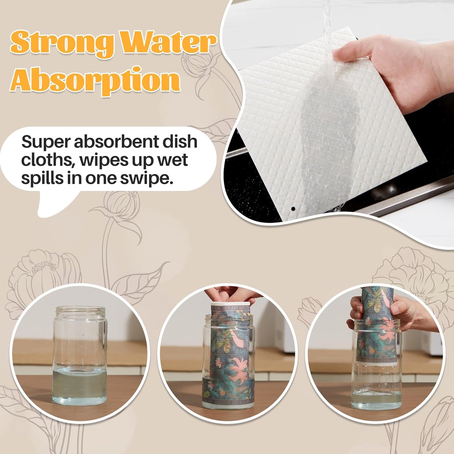 JOYMOOP 6 Pack Dishcloths for Kitchen, Reusable Absorbent Non-Scratch Cleaning Cloths, Washable Quick-Drying Rags for Cookware and Household, 6.7×7.9 Inch