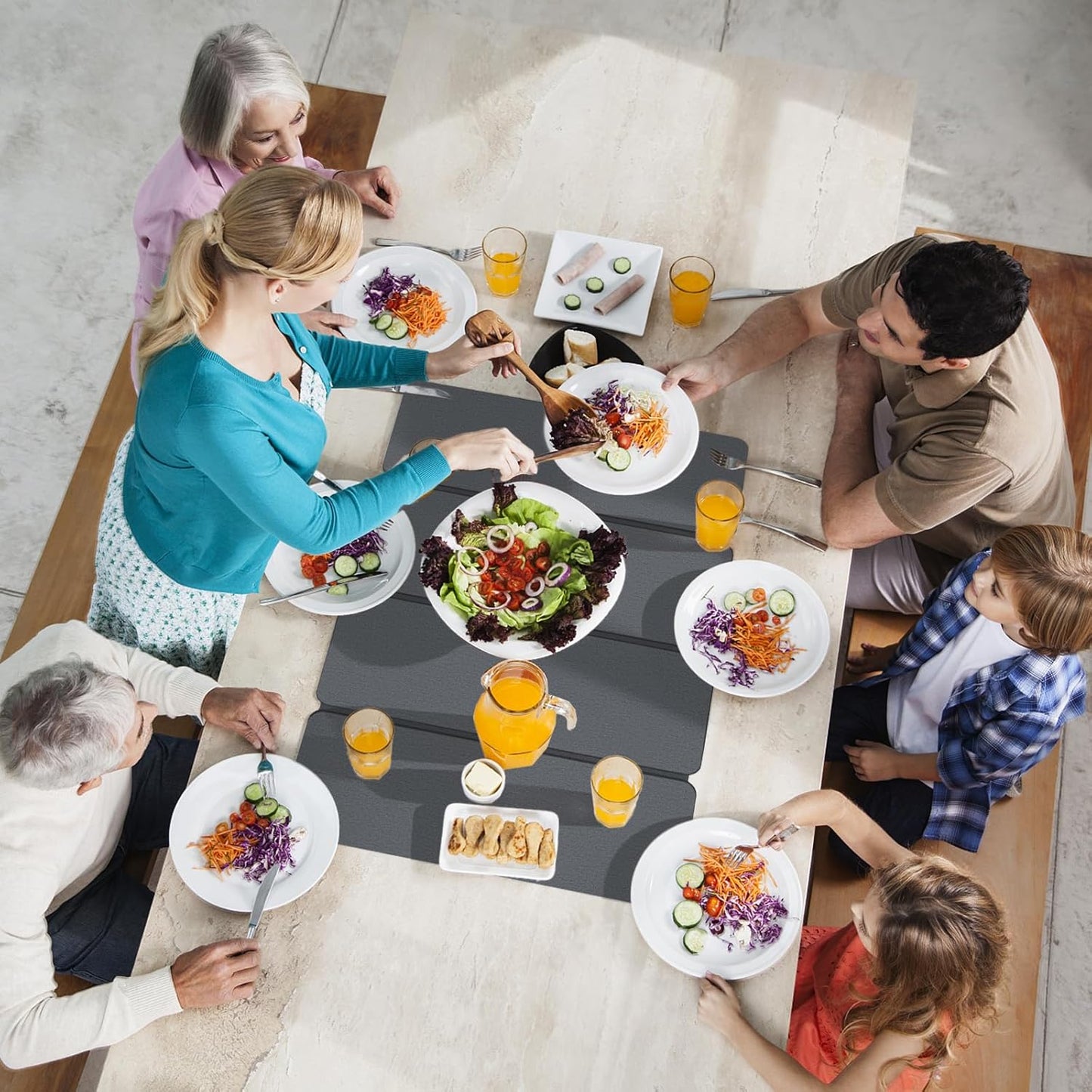 Large Stone Dish Drying Mat for Kitchen Counter, HQAUT 24×16" Collapsible Quick Drying Dish Mats, Ultra Absorbent Diatomaceous Earth, Non-Slip Dishes Drainer Drying Mat, Easy to Clean