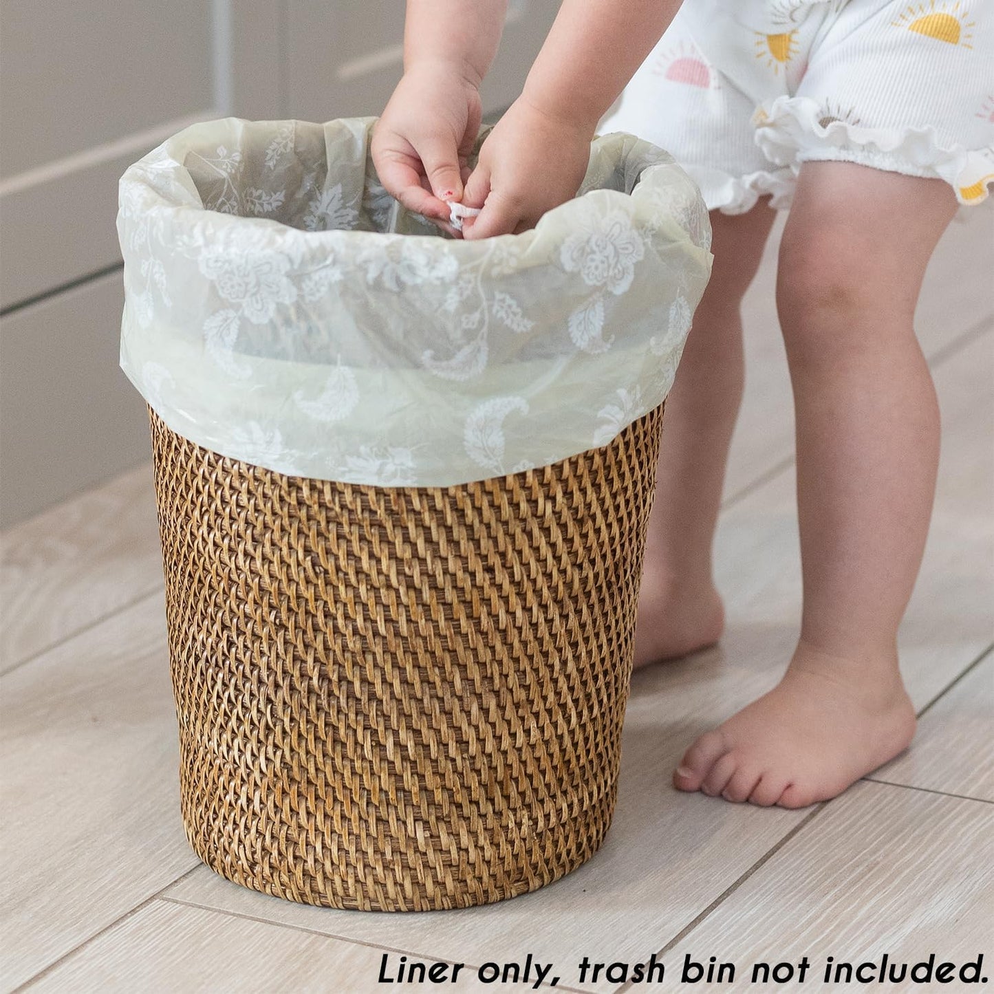 Happy Haven Bathroom Trash Bags for 2,3,4 Gallon Trash Can, Small Garbage Bags - Bedroom & Bathroom, Decorative Cute Wastebasket Liner - 50 Count (Beige Botanical)