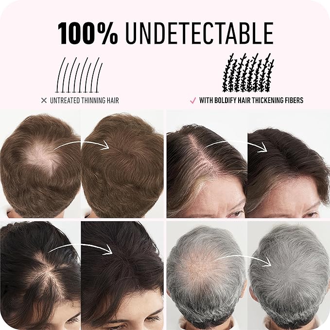BOLDIFY Hair Fibers (12g) - Fill In Thinning and Fine Hair for an Instantly Fuller, Thicker Look - 14 Shades for Women & Men - Dark Gray