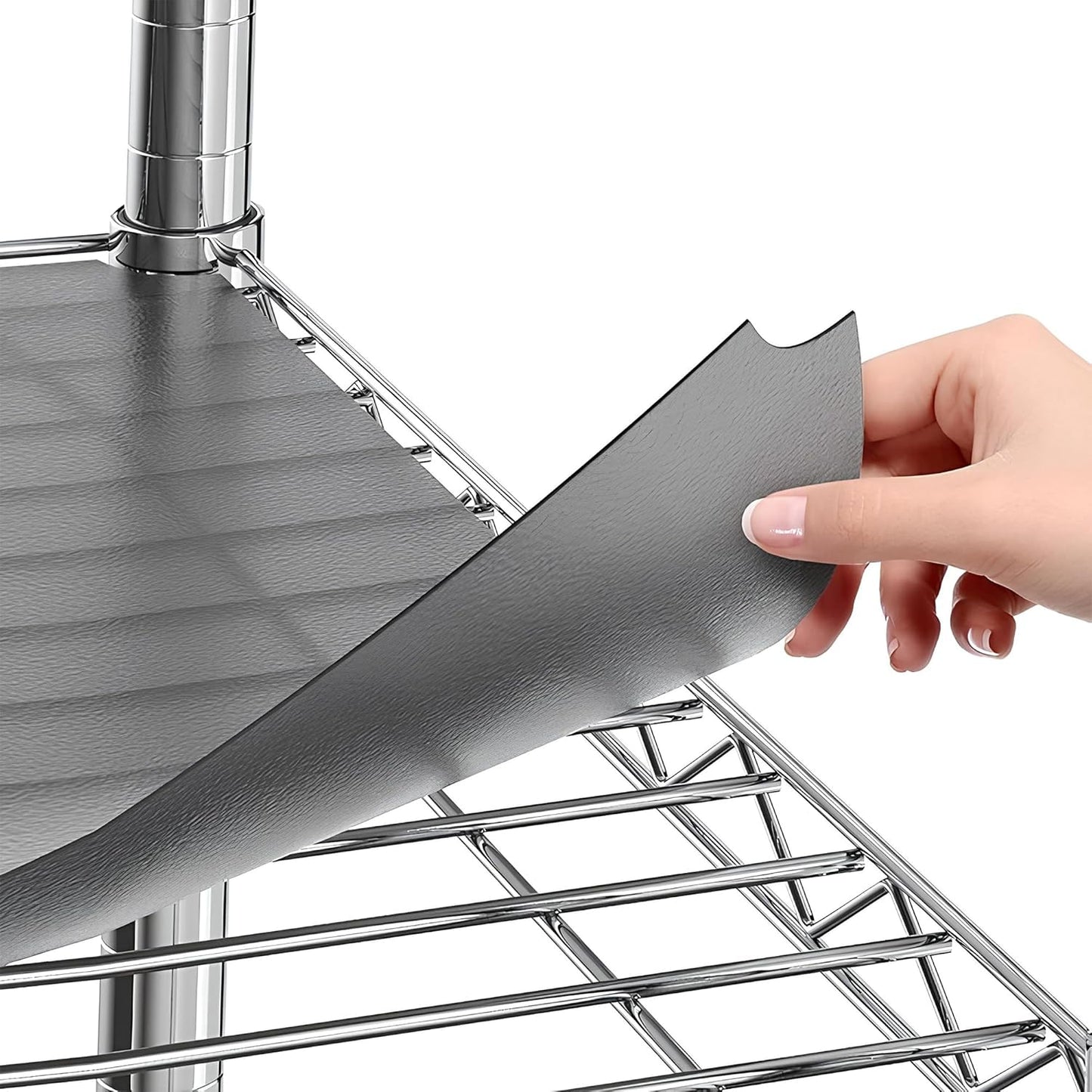 Shelf Liners for Wire Shelf System: Set of 5 in Graphite: 18 x 42 inch: Plastic Wire Shelving Shelf Mats