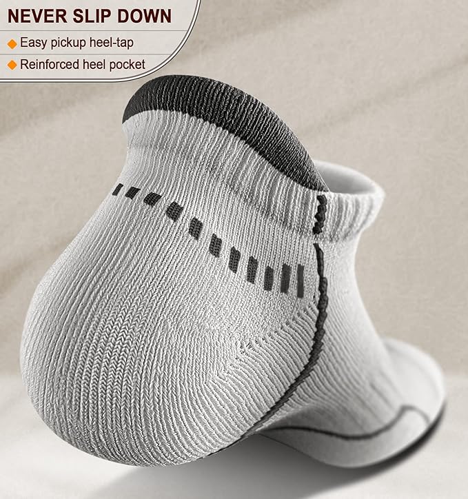 BULLIANT Men Running Socks 6Pairs-Ankle Athletic Socks Wicking Cushioned for Men Walking-Arch Compression Support