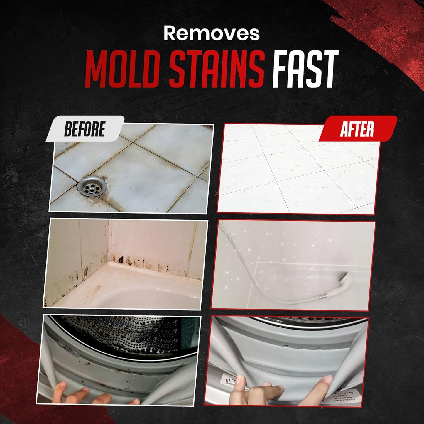 Pomy Professional Grade Mold Stain Remover Gel (2 Pack-16 oz Total) Thick No-Run Gel for Shower Caulk, Grout Lines, Washing Machine Gasket, Front Loader Door Seal, Tile and Bathroom Surfaces