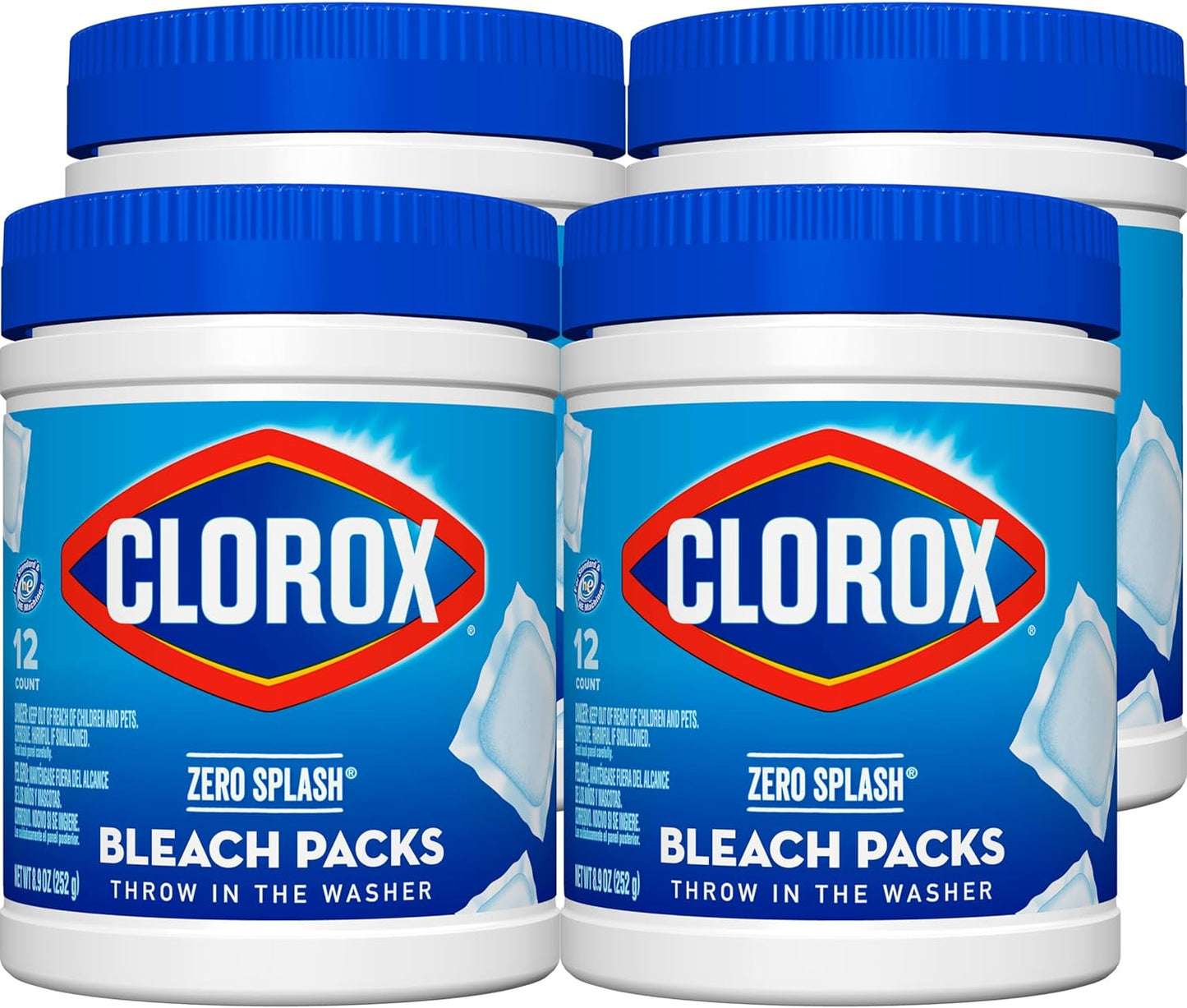 Clorox Zero Splash Bleach Packs - Laundry Pods, 4 Pack