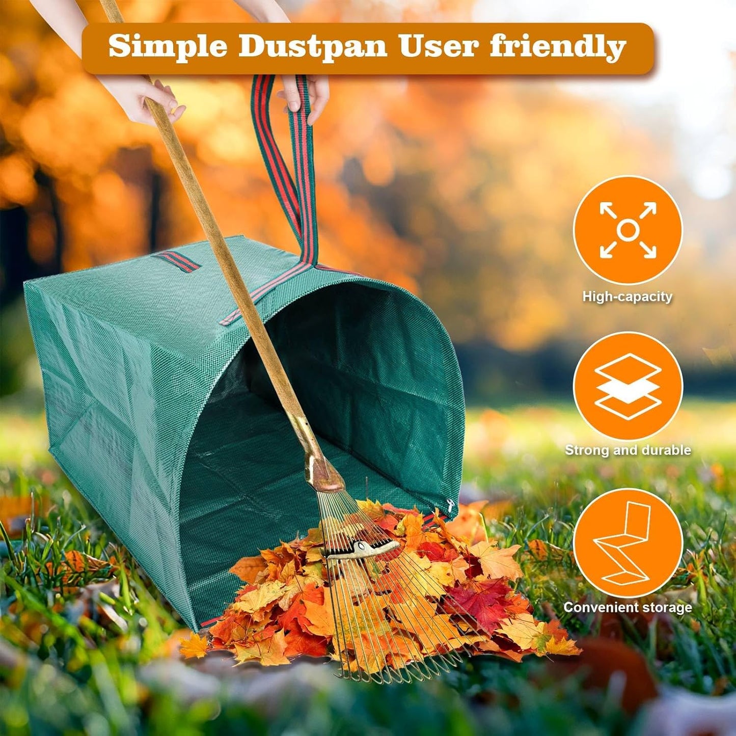 72 Gallon Leaf Collector,3-Pack Yard Waste Bags,Large Dustpan-Type Lawn and Leaf Bags, Leaf Bags for Yard Debris,Grass Clippings,Collapsible Trash Can for Parties,Laundry,Camping