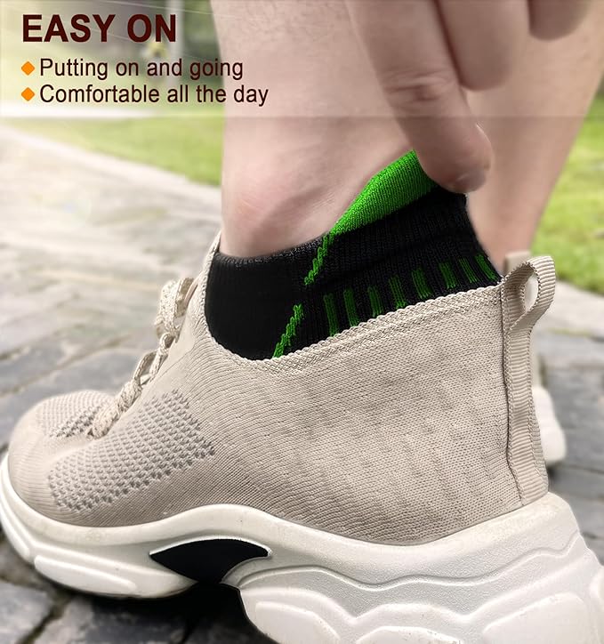 BULLIANT Men Running Socks 6Pairs-Ankle Athletic Socks Wicking Cushioned for Men Walking-Arch Compression Support