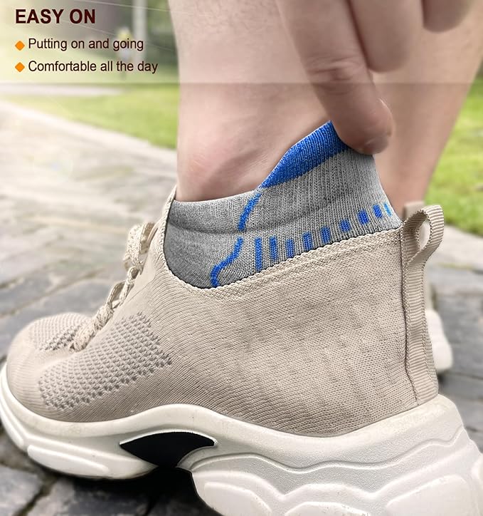 BULLIANT Men Running Socks 6Pairs-Ankle Athletic Socks Wicking Cushioned for Men Walking-Arch Compression Support