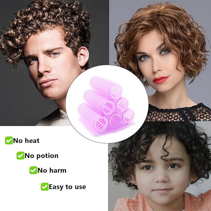 ZMD 18Pcs Self Grip Small Hair Curlers Rollers, Plastic Hair Curlers Heatless Salon Hairdressing Curlers DIY Curly Hair Accessories for Women Girls Short Medium Hair (0.8 x 2.4 Inch)