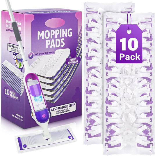 Mop Pads Refills for Swiffer Power Mop: 10 Pcs Wet Dry Disposable Pad for Multi-Surface Floor Cleaning - Mopping Replacement for Tile Hardwood - Sweeping Cloths for Home Kichen