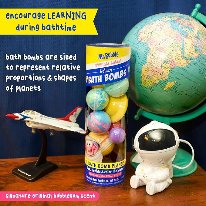 Mr. Bubble Galaxy Bath Bombs, Signature Bubble Gum Scent, Set of 8 Different Bath Bomb Planets