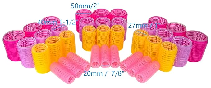 Hair Rollers Self Grip Holding Rollers Hairdressing Curlers Hair Design Sticky Cling Style For DIY Or Hair Salon By Kamay's (Gripping Sticky Rollers 36PCS 4 Size) Large Medium Small Premium Set Random