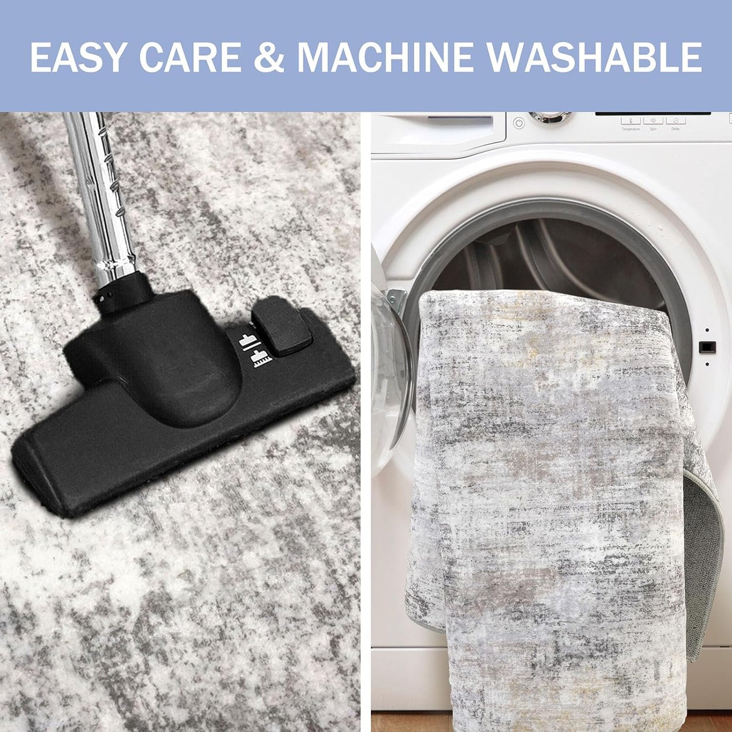 IOHOUZE Abstract Area Rug 3x5 Ft Washable Rugs for Entryway Indoor, Non Slip Kitchen Rug Printed Faux Wool Throw Rugs, Indoor Door Mat for Door Entrance Foyer Living Room, Grey Beige