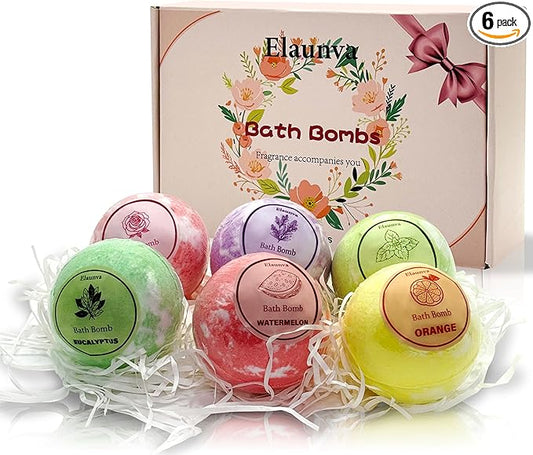Bath Bombs Set,100g*6pcs with Lavender/Peppermint/Orange/Eucalyptus/Rose/Watermelon,Perfect for Bubble Spa,Handmade Birthday Gifts Sets for Her/Him/Wife/Girlfriend,for Christmas (PINK-6PCS)