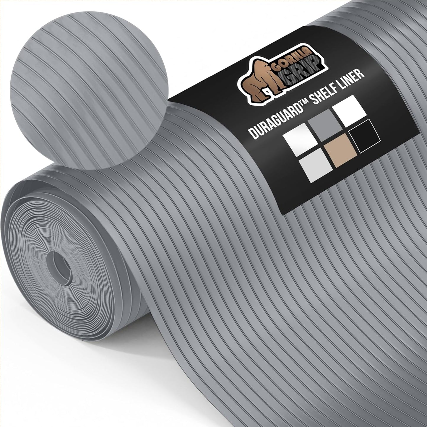 GORILLA GRIP DuraGuard Shelf Liner, 24x30 Non-Adhesive Cabinet Liners for Kitchen Drawers, Shelves, Refrigerator, Pantry Storage, Bathroom Closet, Durable Waterproof BPA Free Ribbed Plastic, Gray