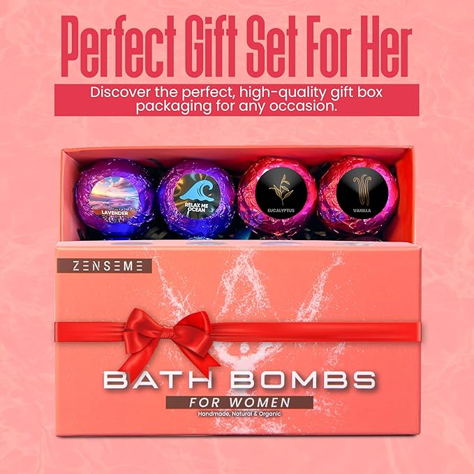 Bath Bombs for Women - Bath Bomb for Women Relaxing - Organic Bath Bombs with Feminine Scents for Her - 2.5 Oz Gift Set of 8 Scented All Natural