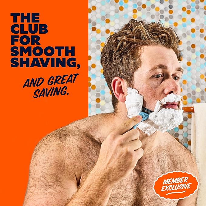 Dollar Shave Club | The Member Exclusive Shave Set | 4 Swift Rinse Refill Cartridges, 1 Handle (Blue), 1 Shave Butter 3 ounce, 1 Razor Cover, Razors for Men