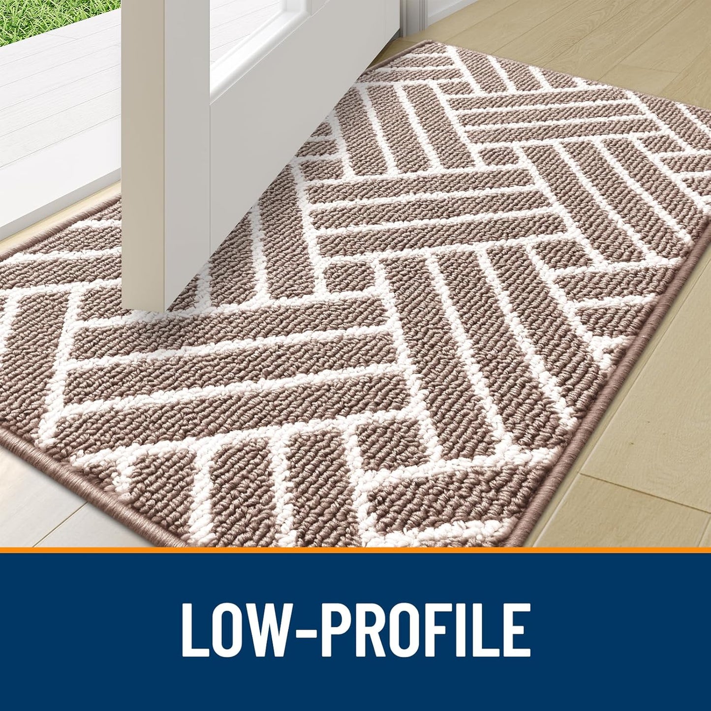 OLANLY Indoor Door Mat, 40x32 Inch, Dirt Resistant and Absorbent, Non-Slip Rubber Backing Floor Mats, Easy Clean Low-Profile Doormat for Entryway, Front Door, and Inside Entrance, Brown