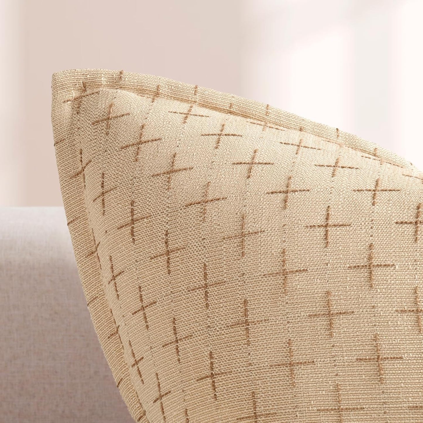 ZWJD Pillow Covers 16x16 Set of 2 Soft Polyester Textured Pillow Covers with Stylish Flange Edge Cozy Farmhouse Throw Pillows for Couch Bed Sofa Living Room