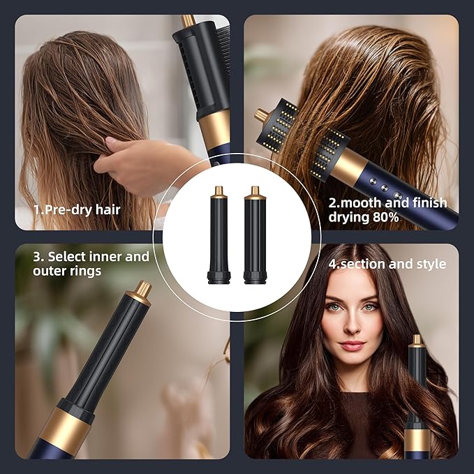 Air Styler Hair Dryer Brush,Multi-Styler with Auto-Wrap Curlers,Hot Air Hair Styler & Dryer Set,Anti-Flying Warping,Ionic,Hot Shunfa,Styling Without Heat Damage,with Protective Travel Case