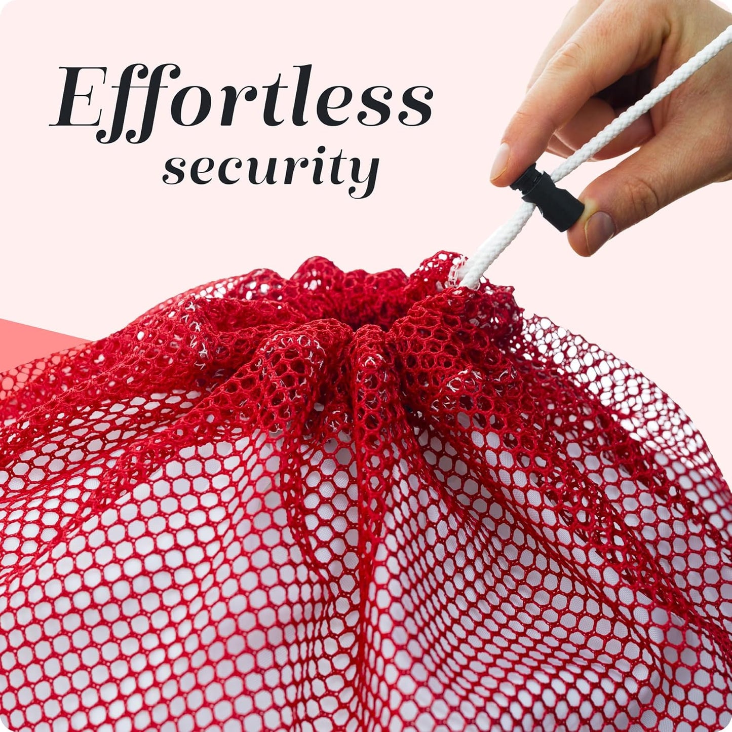 Handy Laundry Mesh XL Laundry Bags - Durable, Machine Washable with Secure Drawstring Closure - Perfect for College Dorms, Laundromats, Apartments (Red, Large 24" x 36", 2-Pack)