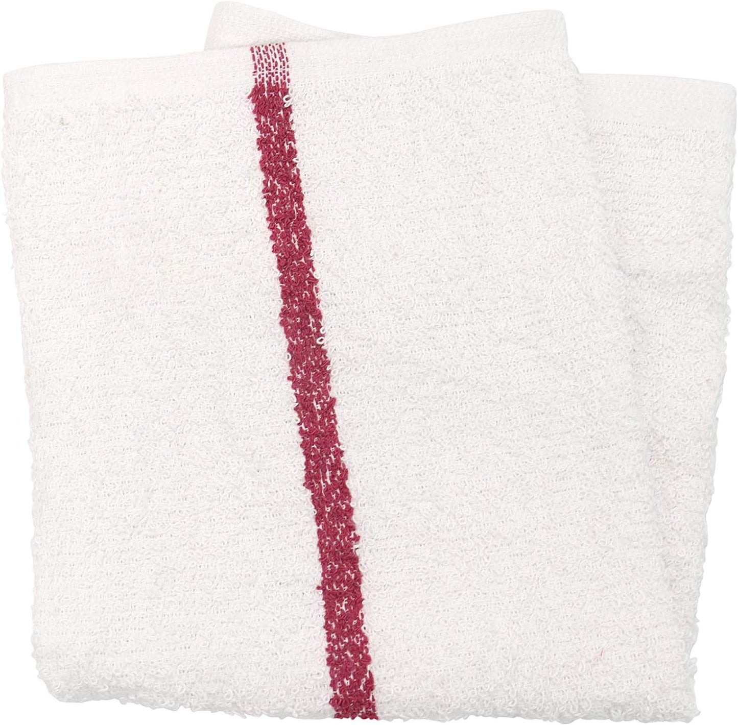 Arkwright Qwick Wick Bar Mop Towels - (Pack of 12) 100% Cotton Quick Dry Dishcloths, Super Absorbent Multipurpose Cleaning Rags for Restaurants, Kitchen, Bathroom, Hotel, 16 x 19 in, Red Stripe