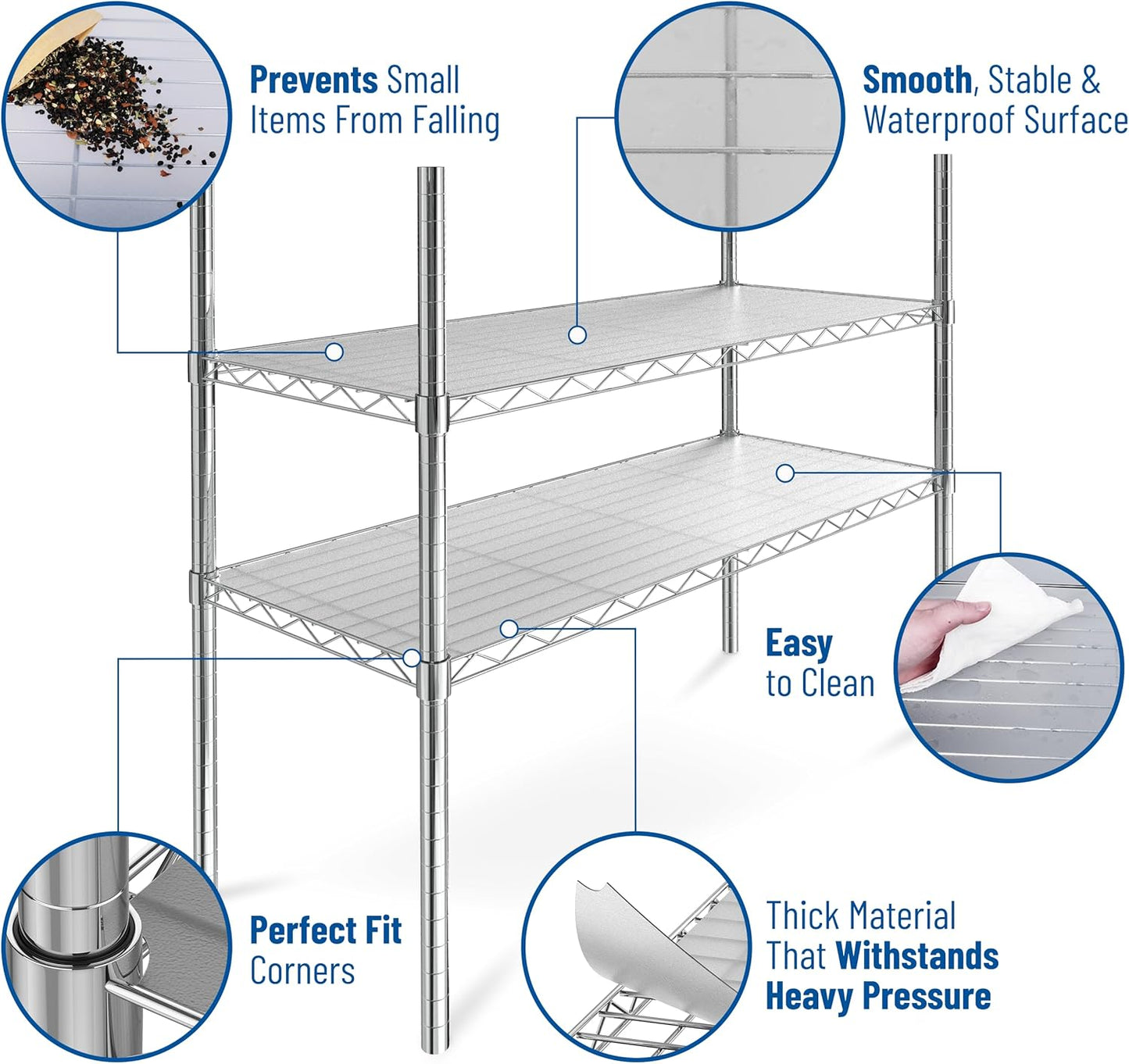 Shelf Liners for Wire Shelf System: Set of 5 in Graphite: 13.4 x 23.2 inch: Plastic Wire Shelving Shelf Mats