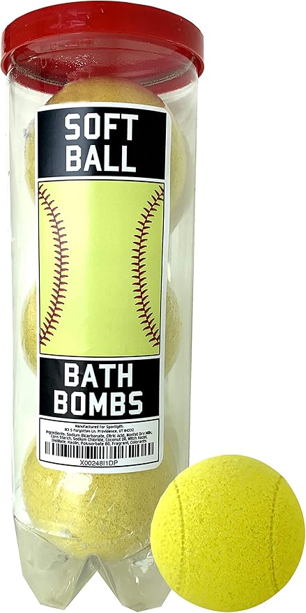 Softball Bath Bombs - 3 Pack - Softball Gifts for Girls, Accessories for Players, Women, Coaches, Teams, High School - Made in The USA