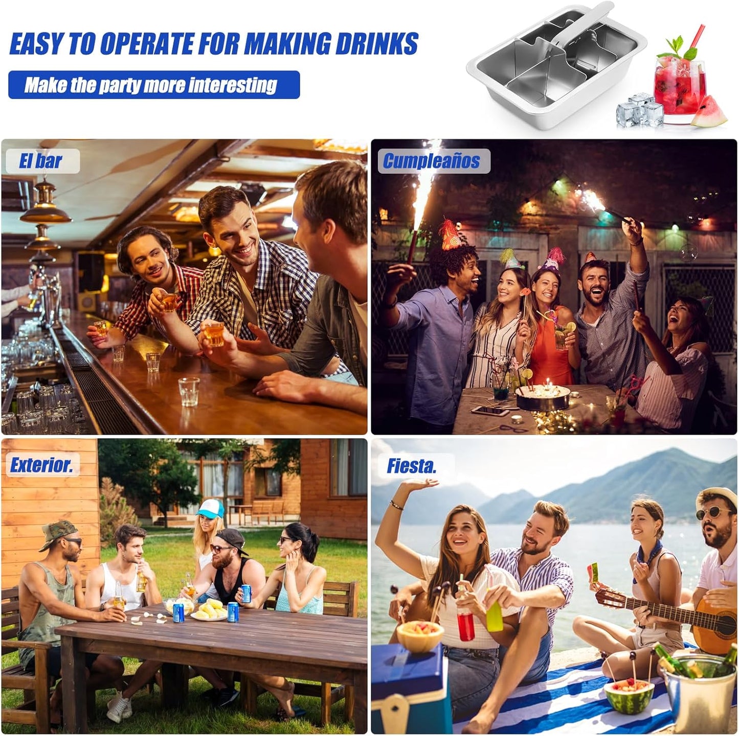 Professional Ice Cube Trays Stainless Steel - 6-Large Slot Heavy Duty Metal Icecube Mold, Non-Toxic Freezer Tray with Lever Release, Bar & Kitchen Use, Send Goods from Local Warehouse