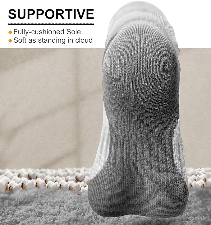 BULLIANT Men Running Socks 6Pairs-Ankle Athletic Socks Wicking Cushioned for Men Walking-Arch Compression Support