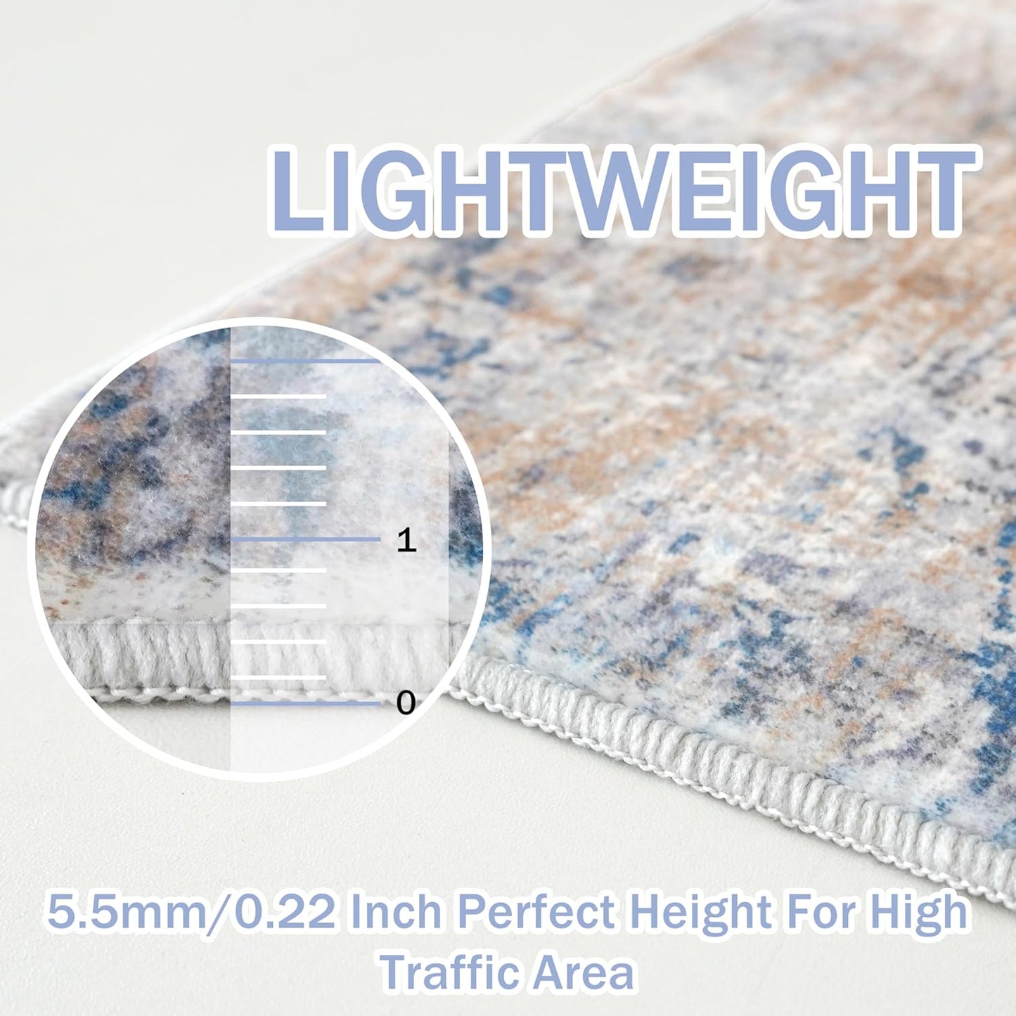 IOHOUZE Abstract Runner Rug 3x14 Ft Long Washable Runners for Hallways, Non Slip Kitchen Runner Printed Faux Wool Entryway Runner Indoor, Modern Abstract Floor Carpet for Hall Stair, Blue Rust