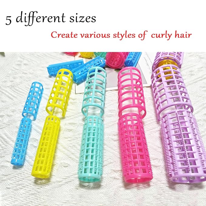 30Pcs Plastic Hair Curlers Rollers Set, Snap on Rollers Self Grip Hairdressing Curlers Hair Curlers No Heat Hair Rollers for Long Medium Short Thin Fine Hair with Mini Comb (5 Sizes)