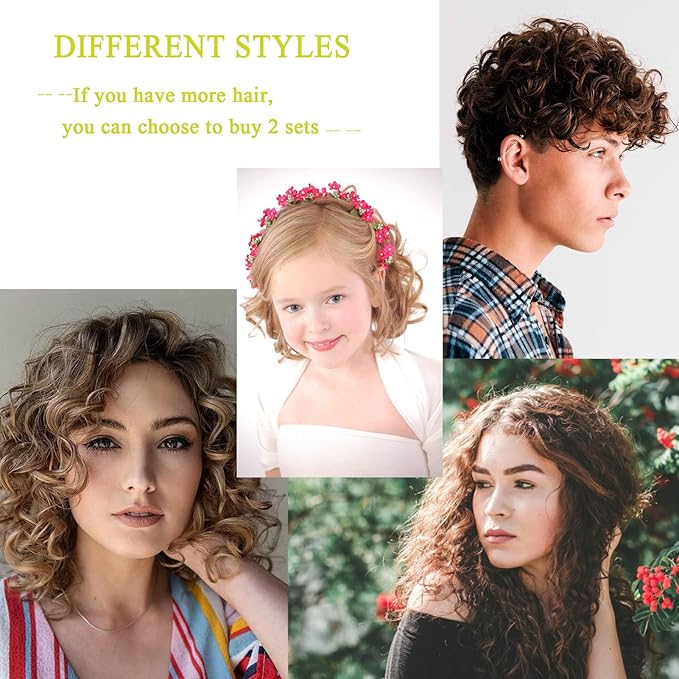 24PCS 0.8in/2cm Small Snap-On Heatless Self-Grip Hair Rollers Set with Mini Comb for Short, Thin, Fine Hair (Yellow)