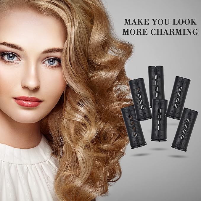 24 Pieces Hair Perm Rods Plastic Cold Wave Perming Curlers Hair Rollers with Steel Pintail Comb Rat Tail Comb Tools for Hairdressing Styling(Black,1.18 Inches)