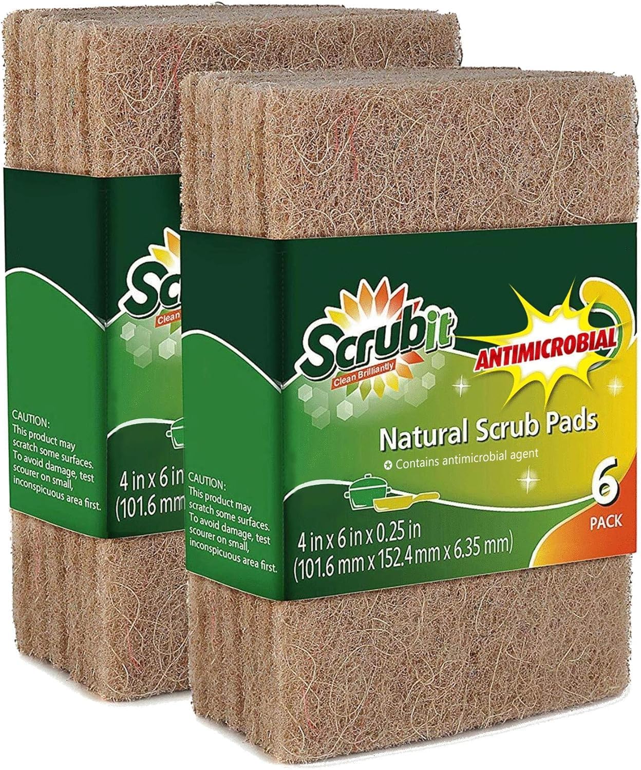 SCRUBIT Natural Scouring Pads (12 Pack) - Eco Friendly Scrubbing Pads for Kitchen Cleaning, Dishes, and Pots - Non-Scratch Kitchen Scrubbers - 100% Natural Sisal Fibers (12 Pack)