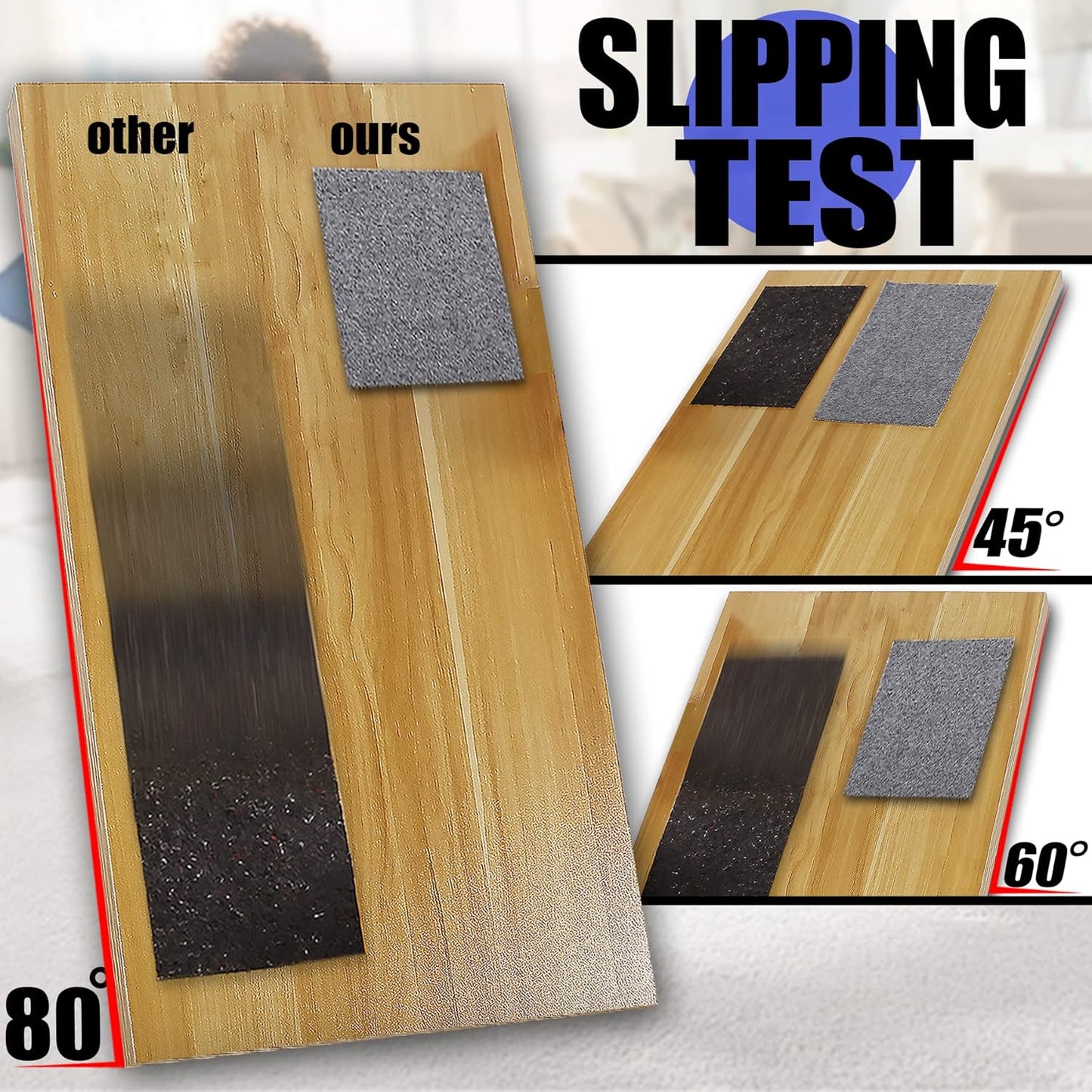 Non Slip Rug Pad Grippers - 2x4, 1/4" Thick, Felt + Rubber Double Layers Area Carpet Mat Tap, Provides Protection and Cushioning for Hardwood or Tile Floors