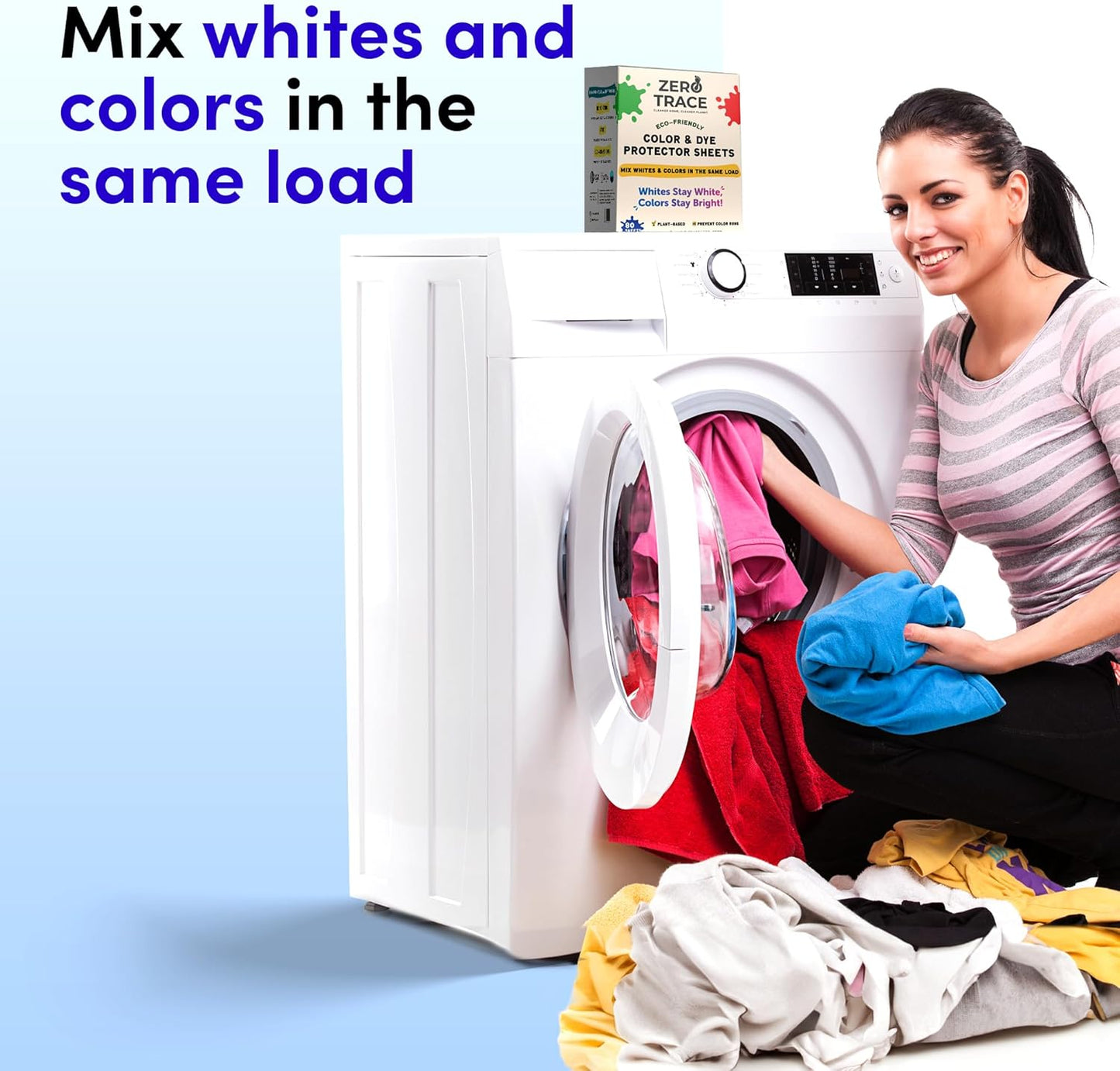 Zero Trace Color Catchers for Laundry - Protects Clothes with Laundry Color Dye Catcher Sheets and Bleed Remover - 80 Sheets