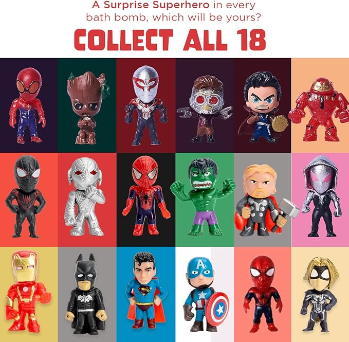 Superhero Bath Bombs for Kids with Surprise Toys Inside (6 Pack) - Large Bubble Bomb Fizzies for Boys, Girls, & Toddlers - Fruity Scents, Relaxing Aromas, Made in USA, Birthday Gift by Two Sisters