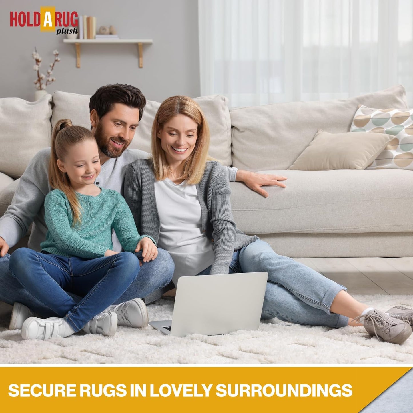 Hold-a-Rug Plush 3' x 10' Nonskid, Nonslip Rug Pad, Reversible Gripper, ¼ Thick, Safe for All Floors and Carpet, Keep Area Rugs Secure