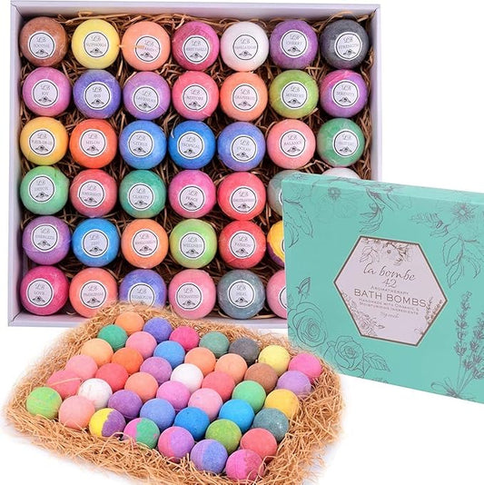 Mothers Day Bath Bomb Gift Set - 42 Moisturizing Bath Bombs for Women & Men! Birtday Gift Bath Bombs Ideal Gift Set! 100% Natural, Sulfate & Paraben Free