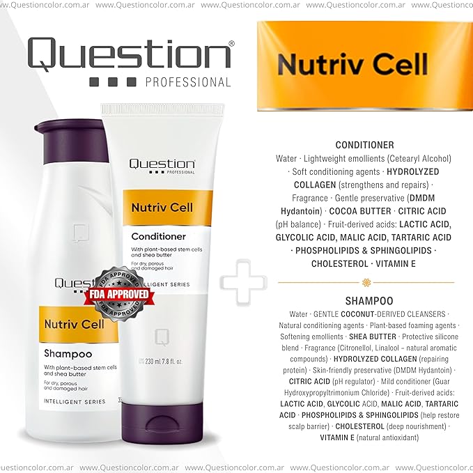 Sulfate-Free Shampoo and Conditioner Set for Dry & Damaged Hair – Deep Repair with Shea Butter & Plant-Based Stem Cells – Frizz Control & Moisture Boost – Set 2 | 11.16 + 7.8 fl oz