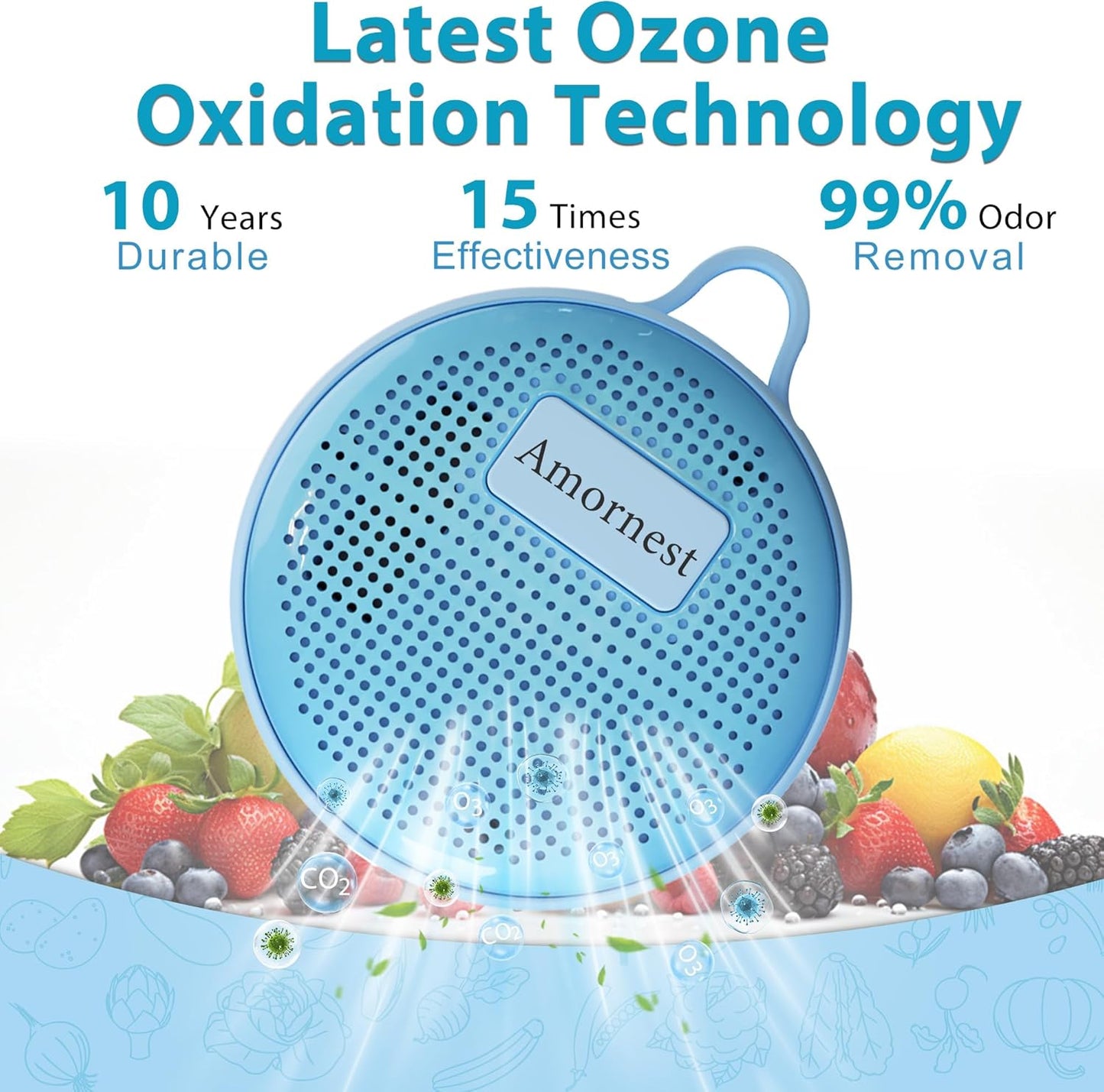 Refrigerator Deodorizer Odor Eliminator, Last for 10 Yeas Fridge Deodorizer Compact Fridge Freshener Deodorizer More Effective Than Baking Soda Bamboo Air Purifying Bags,Sky Blue