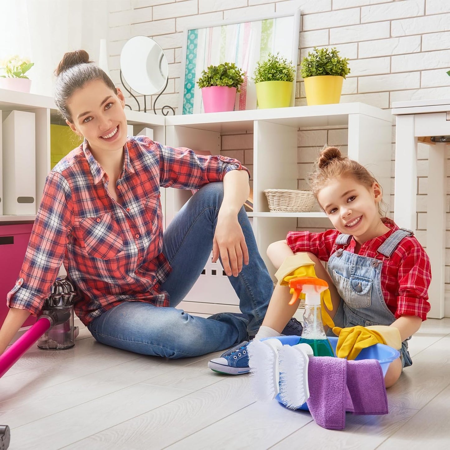 Lallisa 12 Pcs Scrub Brush for Cleaning with Handle Comfortable to Grip Heavy-Duty Flexible Stiff Bristles Scrubber Brushes Bulk for Shower Bathroom Carpet Kitchen Floor Tiles (Gray,Green,Blue)