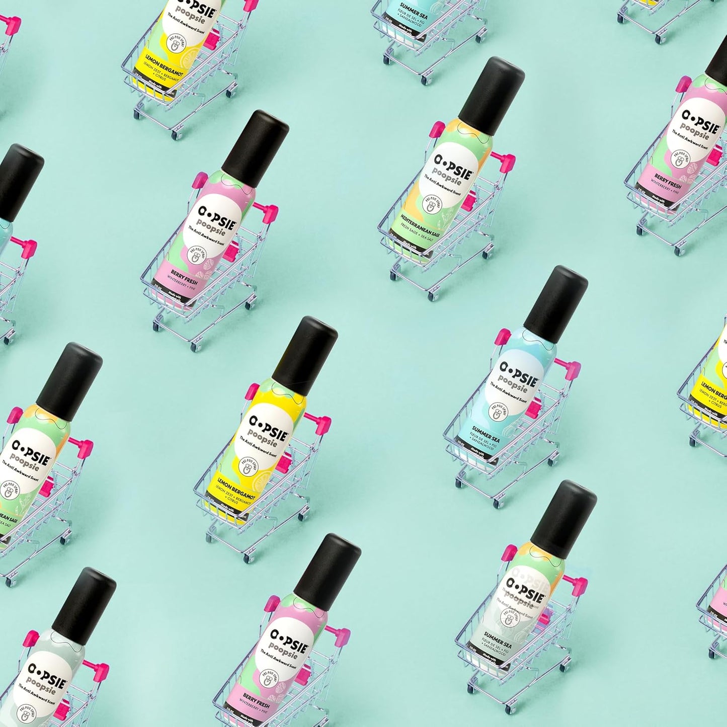 Oopsie Poopsie - Mediterranean Sage and Berry Fresh- Before & After You Go Toilet Spray 2oz Each - Gift Set - Portable Odor Eliminator - 2 Pack