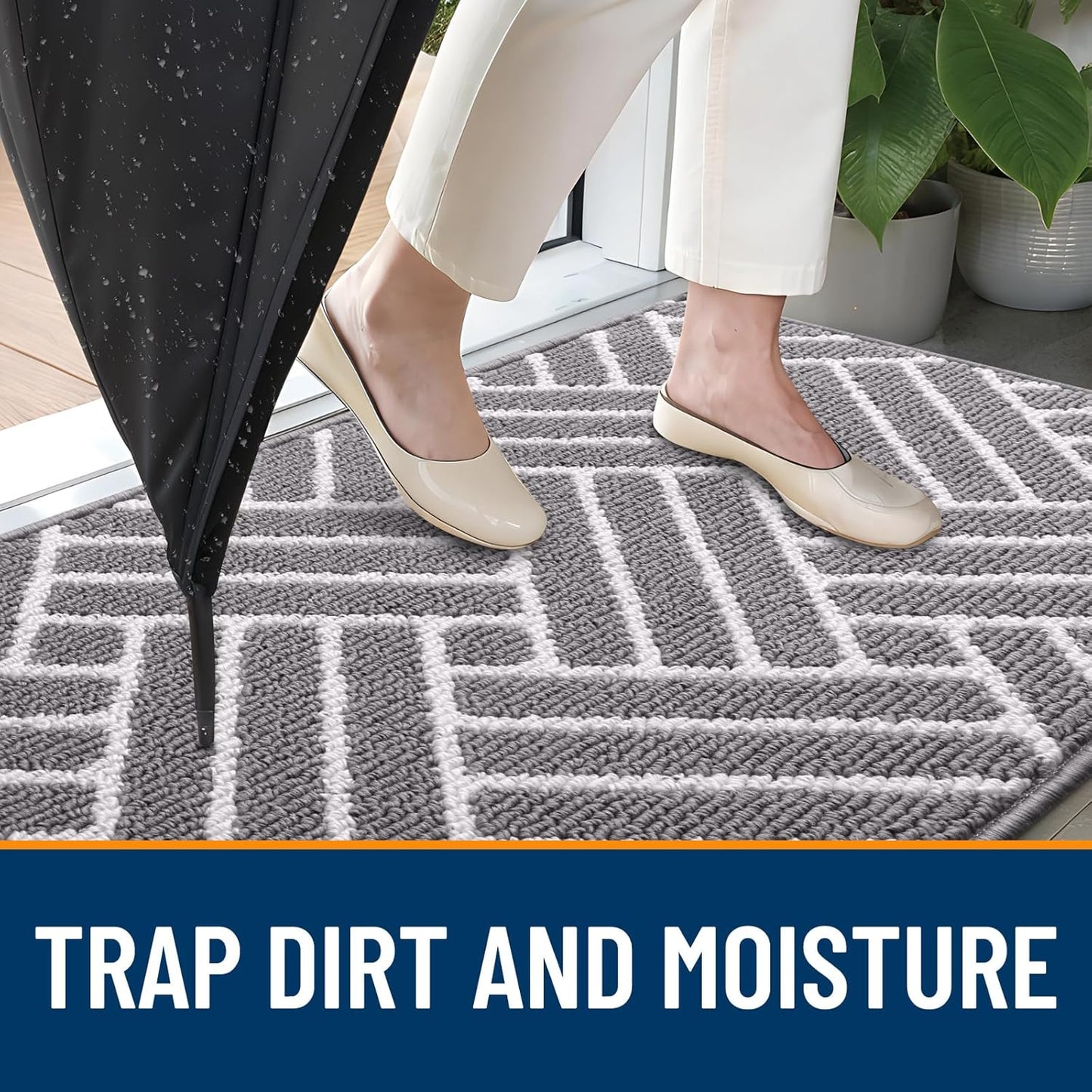 OLANLY Runner Indoor Door Mat, 59x23 Inch, Dirt Resistant and Absorbent, Non-Slip Rubber Backing Floor Mats, Easy Clean Low-Profile Doormat for Entryway, Front Door, and Inside Entrance, Grey