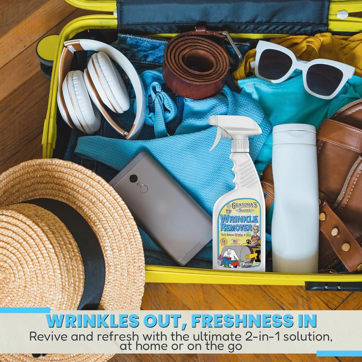 Grandma's Secret Wrinkle Remover Spray - Easily Removes Wrinkles & Odors - Wrinkle Release, Fabric Refresher Spray, Chlorine, Bleach and Toxin-Free - 16 Ounce